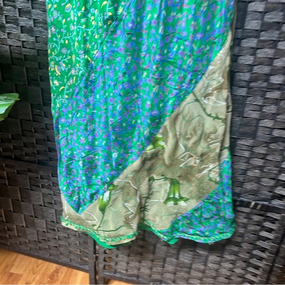 Y2K Vintage green floral maxi dress by Hugo Buscatti size 2 XS/S lined flowy - Picture 3 of 8